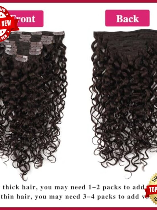 Natural Wavy Human Hair Clip-In Extensions 20 Inch Double Weft main image 5